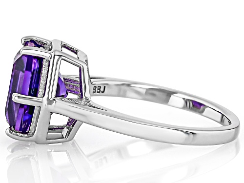 3.66ct Hexagon Cut Amethyst Rhodium Over Sterling Silver Solitaire Ring - Size 9