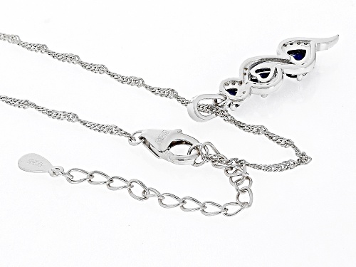 0.85ctw Mahaleo® Sapphire With .14ctw White Zircon Rhodium Over Silver Pendant With Chain