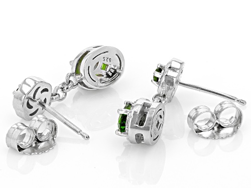 0.94ctw Mixed Shapes Chrome Diopside With 0.12ctw Zircon Rhodium Over Silver Dangle Earrings