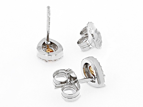 0.43ctw Spessartite Garnet With 0.24ctw White Zircon Rhodium Over Silver Stud Earrings