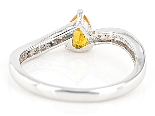 0.45ct Pear Shaped Spessartite With 0.19ctw Round Andalusite Rhodium Over Sterling Silver Ring - Size 8