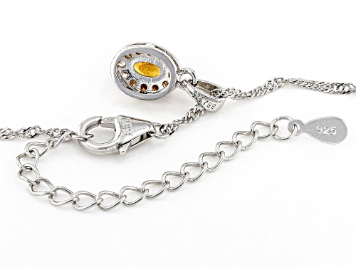 0.53ct Oval Spessartite With 0.18ctw Andalusite Rhodium Over Sterling Silver Pendant With Chain
