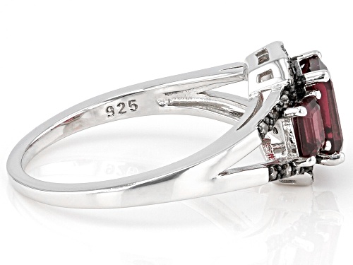 1.54ctw Raspberry Rhodolite With 0.09ctw Champagne Diamond Accent Rhodium Over Silver Ring - Size 8