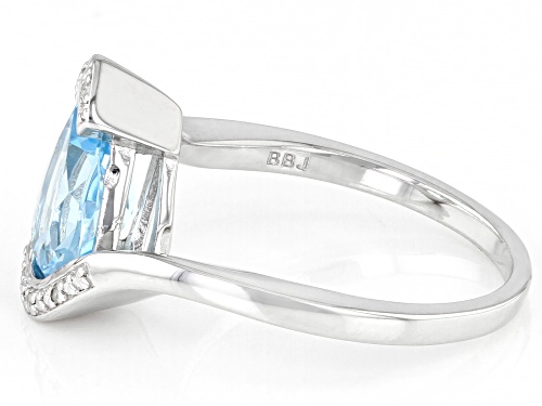 2.20ct Pear Shape Glacier Topaz™ With .02ctw White Diamond Accent Rhodium Over Sterling Silver Ring - Size 8