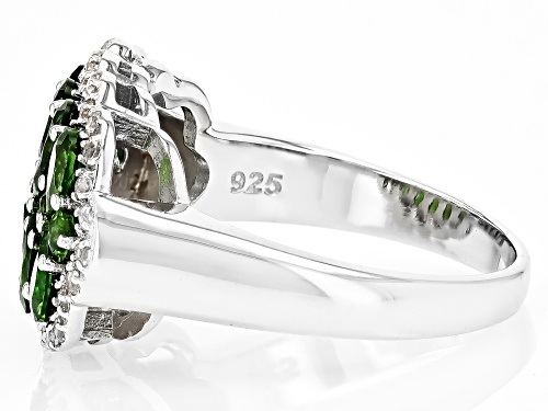 2.12ctw Mixed Shapes Chrome Diopside With 0.38ctw White Zircon Rhodium Over Silver Ring - Size 8