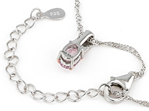 0.95ct Oval Kunzite With 0.13ctw Pink Sapphire Rhodium Over Silver Two-Tone Pendant Chain