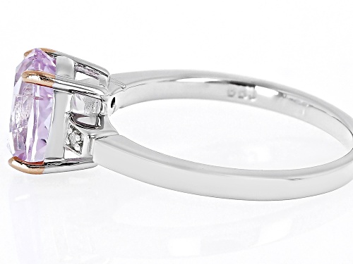 2.21ct Oval kunzite With 0.02ctw Round White Diamond Accent Rhodium Over Sterling Silver Ring - Size 7