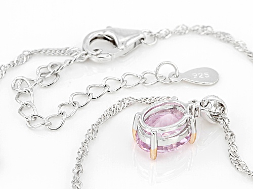 2.21ct Oval kunzite With 0.01ct White Diamond Accent Rhodium Over Silver Pendant With Chain