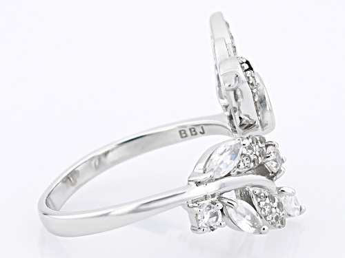 1.78ctw Mystic Fire® Green Topaz, with Black Spinel and White Zircon Rhodium Over Silver Bird Ring - Size 6