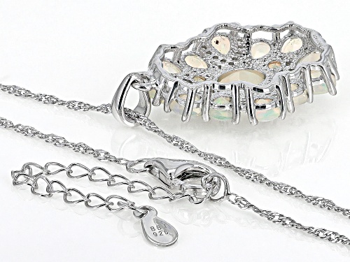 3.22ctw Ethiopian Opal With 0.18ctw White Zircon Rhodium Over  Silver Pendant With Chain