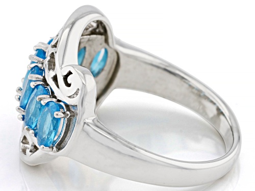 1.43ctw Oval Neon Apatite Rhodium Over Sterling Silver Ring - Size 6