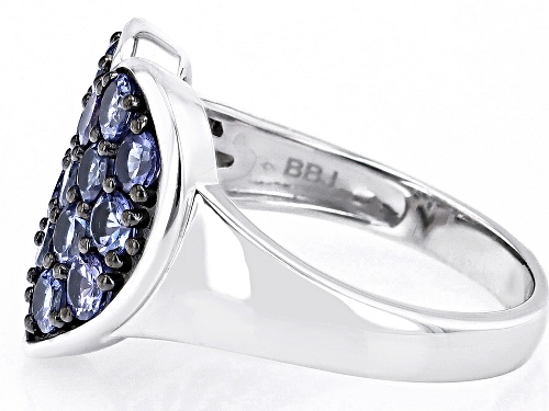 1.53ctw Round Tanzanite Rhodium Over Sterling Silver Heart Ring - Size 6