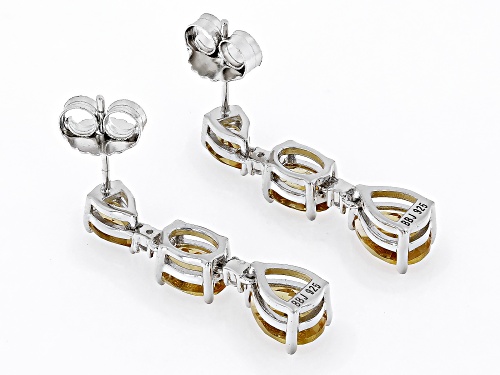 3.80ctw Mixed Shapes Citrine With 0.17ctw White Zircon Rhodium Over Sterling Silver Dangle Earrings