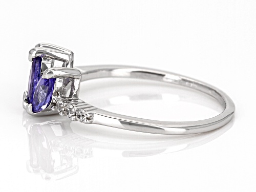 0.64ctw Marquise Tanzanite With 0.12ctw Round White Zircon Platinum Over Sterling Silver Ring - Size 8