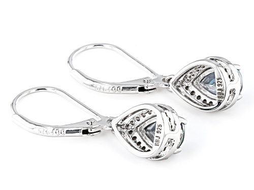 0.87ctw Pear shapes Blue Petalite with 0.17ctw White Zircon Rhodium Over Sterling Silver Earrings