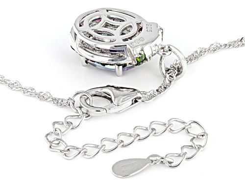 1.96ct Oval Multi-Color Quartz With 0.78ctw Multi-Gem Rhodium Over Silver Pendant with Chain