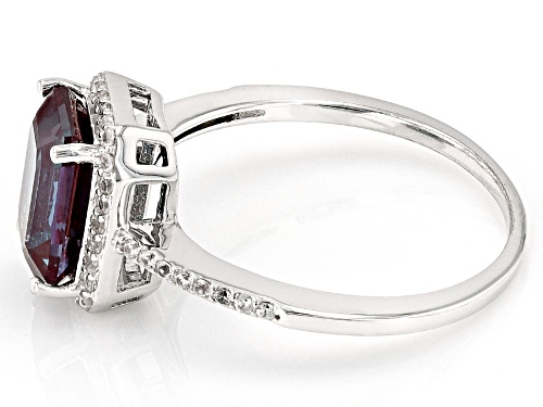 2.59ct Lab Created Alexandrite With 0.29ctw White Zircon Rhodium Over Silver Ring - Size 7