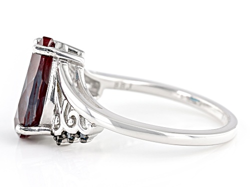 3.21ct Pear Shape Lab Alexandrite With 0.02ctw Blue Diamond Accent Rhodium Over Sterling Silver Ring - Size 9