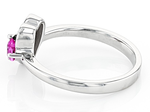 0.13ctw Round Black Spinel With 0.26ct Lab Created Pink Sapphire Rhodium Over Sterling Silver Ring - Size 10