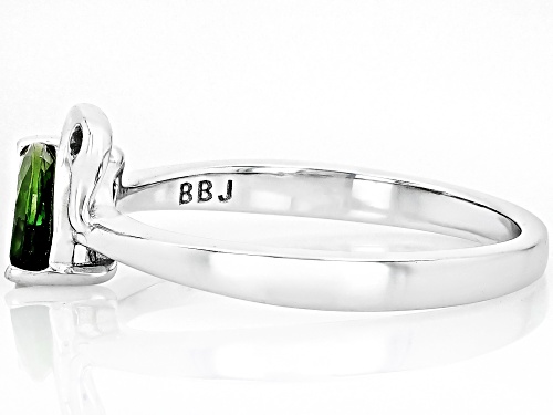 0.46ct Marquise Chrome Diopside With 0.01ctw Green Diamond Accent Rhodium Over Silver Swan Ring - Size 8