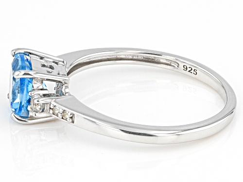 1.00ct Cushion Swiss Blue Topaz With 0.03ctw White Topaz Rhodium Over Silver Ring - Size 10