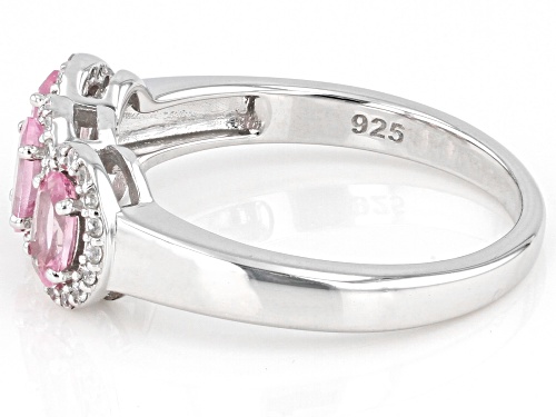 0.77ctw Oval Pink Spinel With 0.16ctw Round White Zircon Rhodium Over Sterling  Silver Ring - Size 9