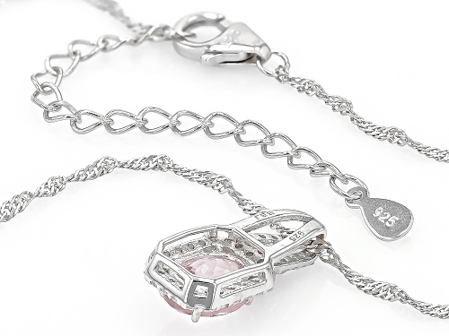1.50ct Kunzite, .11ct Pink Sapphire With .23ctw White Zircon Rhodium Over Silver Pendant Chain