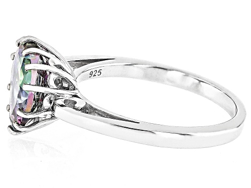 3.50ct Heart Shape Mystic Fire® Green Topaz Rhodium Over Sterling Silver Solitaire Ring - Size 9