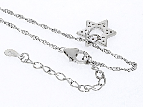 .34ctw White Zircon Rhodium Over Silver Star Of David Pendant With Chain