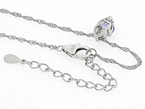 0.37ct Heart Shape Tanzanite With 0.01ctw White Zircon Rhodium Over Silver Heart Pendant With Chain