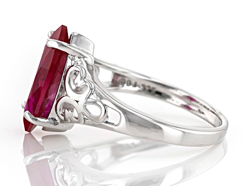2.25ct Marquise Lab Created Ruby Rhodium Over Sterling Silver Solitaire Ring - Size 8