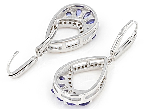 1.55ctw Tanzanite With 0.78ctw White Zircon Rhodium Over Sterling Silver Dangle Earrings