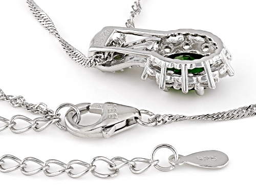 1.10ctw Mixed Shapes Chrome Diopside With 0.54ctw Zircon Platinum Over Silver Pendant Chain