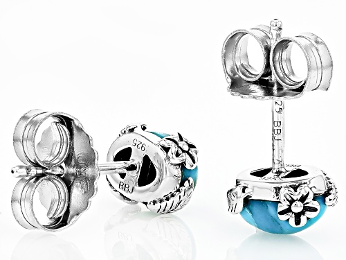 7x5mm Oval Composite Turquoise Sterling Silver Stud Earrings