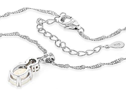 0.77ct Oval Ethiopian Opal,.09ct Chrome Diopside With.14ctw Zircon Rhodium Over Silver Pendant Chain