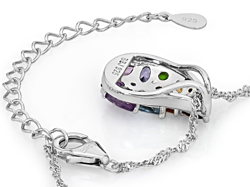 1.80ctw Mixed Shapes Multi-Gem Rhodium Over Silver Teardrop Pendant With Chain