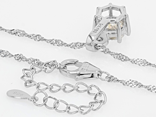 2.48ct Heptagon Strontium Titanate With 0.12ctw Moissanite Fire® Rhodium Over Silver Pendant Chain