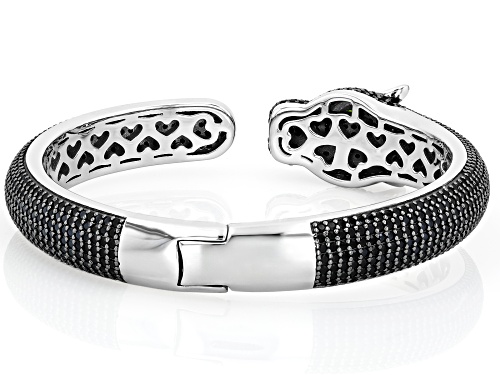 76.50ctw Black Spinel With 0.23ctw Round Chrome Diopside Rhodium Over Silver Bangle Bracelet