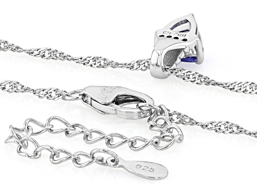 0.68ct Trillion Tanzanite With .04ctw Moissanite Platinum Over Sterling Silver Pendant With Chain