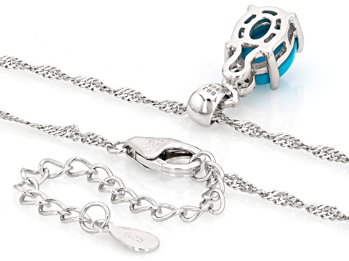 Sleeping Beauty Turquoise & .04ctw Prazana® Lab Diamonds Rhodium Over Silver Pendant With Chain