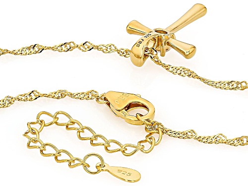 0.34ct Strontium Titanate 18k Yellow Gold Over Sterling Silver Cross Pendant With Chain