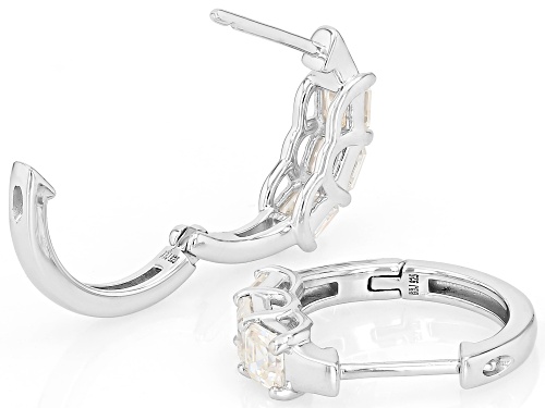 2.55ctw Square Rectangular Asscher Cut Strontium Titanate Rhodium Over Sterling Silver Earrings