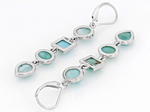 Mixed Shapes Larimar Rhodium Over Sterling Silver Dangle Earrings
