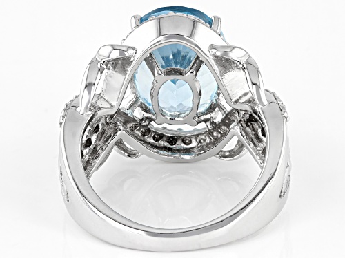 6.21ct Oval Quantum Cut® Glacier Topaz™ Rhodium Over Sterling Silver Solitaire Ring - Size 7