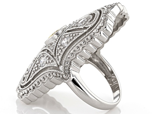 Charles Winston For Bella Luce ® 3.07ctw Canary & White Diamond Simulant Rhodium Over Silver Ring - Size 5