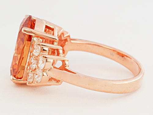 Charles Winston For Bella Luce ® Champagne & White Diamond Simulant 18k Rose Gold Over Silver Ring - Size 8