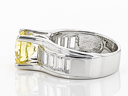 Charles Winston For Bella Luce ® 7.25ctw Yellow & White Diamond Simulant Rhodium Over Silver Ring - Size 8