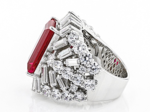Charles Winston For Bella Luce® Lab Created Ruby & Diamond Simulant Rhodium Over Silver Ring - Size 5