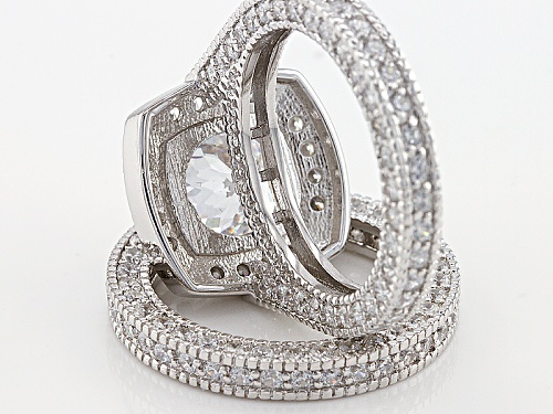 Charles Winston For Bella Luce®10.68ctw Diamond Simulant Rhodium Over Silver Ring W/Band - Size 11