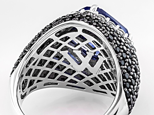 Charles Winston For Bella Luce®13.70ctw Tanz/White/Black Dia Simulants Rhodium Over Silver Ring - Size 5